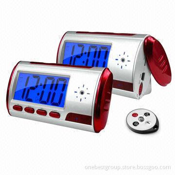 Alarm Clock Cameras, AVI Video Format, About 70° Visual Angle, Remote Controller Supported